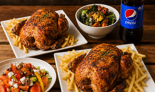 Large charcoal chicken combo with salads